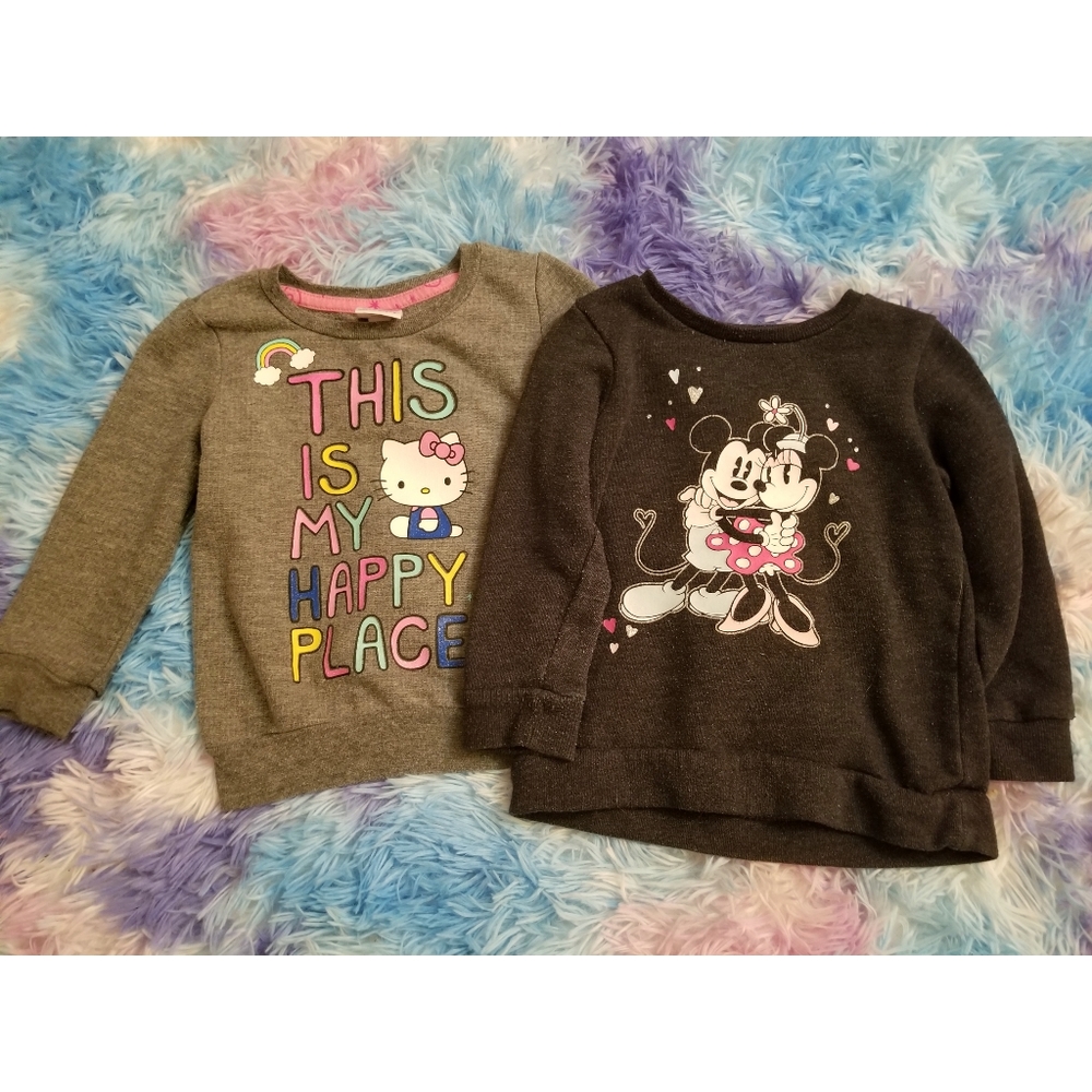 Two 2T long sleeve tops hello kitty and minnie mouse